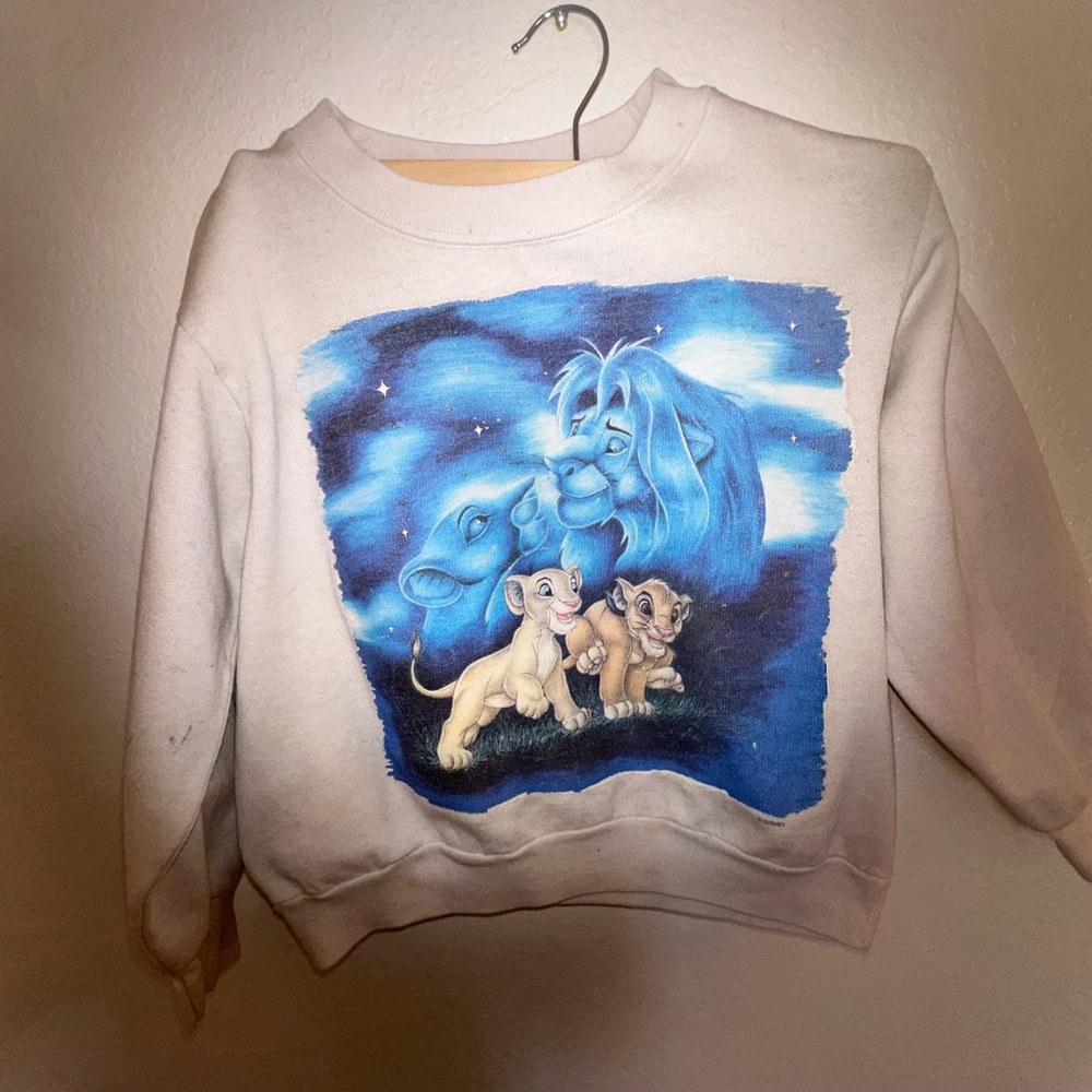 Vintage 90’s Disney Lion King Sweatshirt Kids small - Blue and White Used